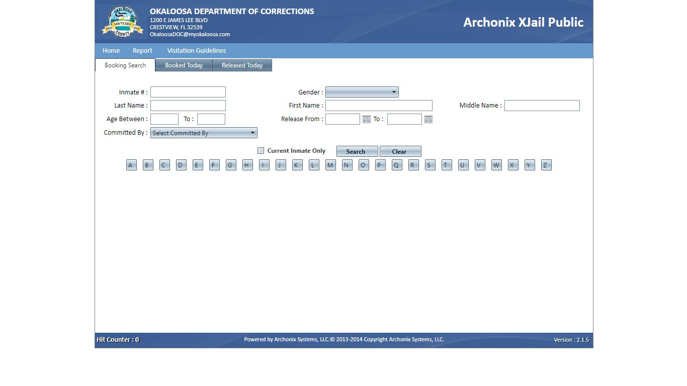 Archonix XJail Public - Okaloosa County, Florida